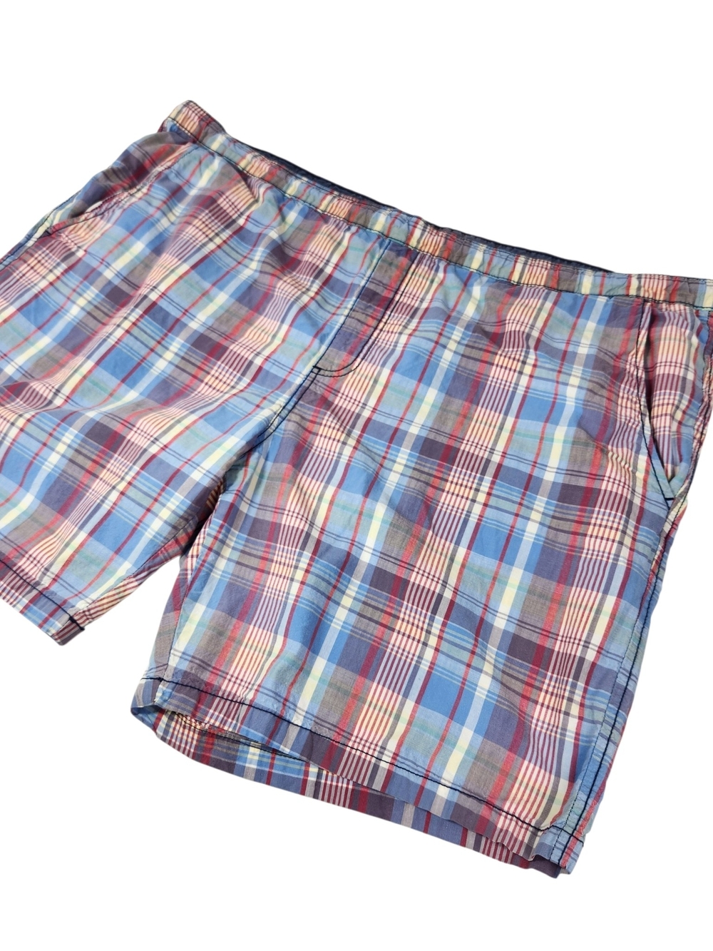 U.S. Polo Assn Men’s Plaid Pull On Drawstring Shorts 2XL Blue Red Cotton Preppy - Picture 2 of 12